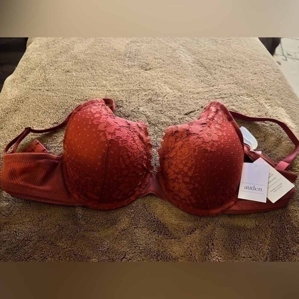 Auden from Target, rust colored lace push up bra with convertible straps, 34 D
